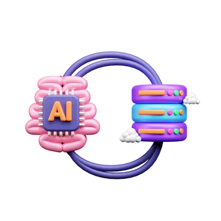 サーバーとのAI連携  3D Icon