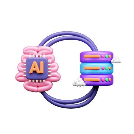 AI collaboration with server  3D Icon