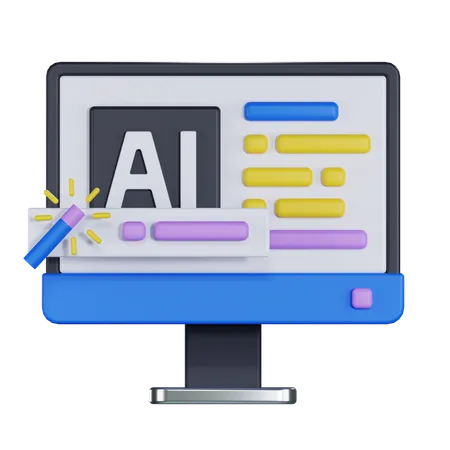 AI Computer  3D Icon