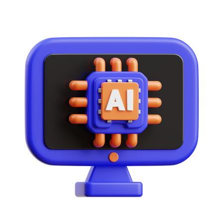 AI Computer  3D Icon