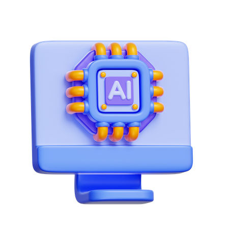 AI Computer  3D Icon