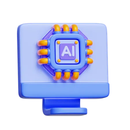 AI Computer  3D Icon