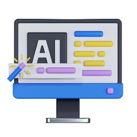 AI Computer  3D Icon