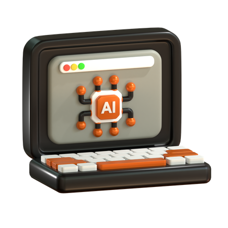 AI Computer  3D Icon