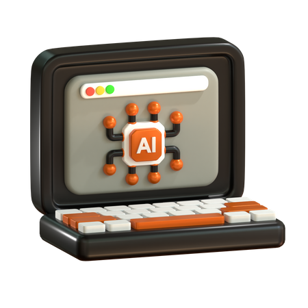 AI Computer  3D Icon