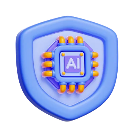 Bouclier de cybersécurité IA  3D Icon