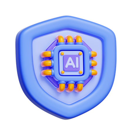 AI Cybersecurity Shield  3D Icon