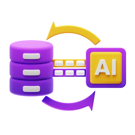 Ai Data Exchange With Server Database 3D Icon