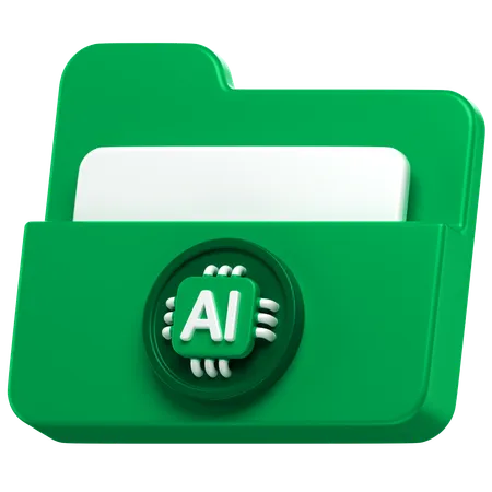 3 D Icon Of A Folder With An Ai Chip Attached To It 3D Icon