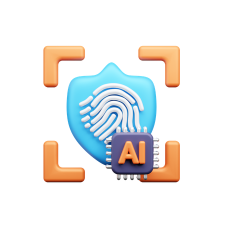 AI fingerprint security  3D Icon