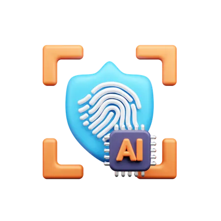 AI fingerprint security  3D Icon