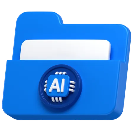 3 D Icon Of A Folder With An Ai Chip Attached To It 3D Icon