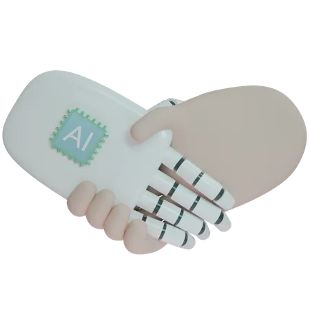 AI Hand Shake With Human 3D Icon