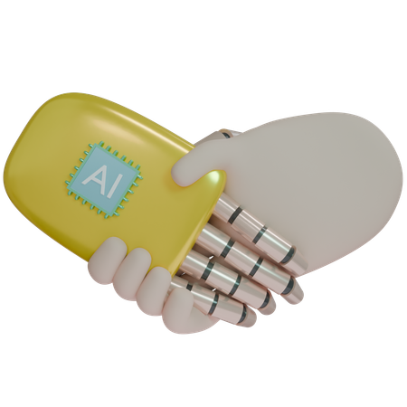 AI Hand Shake gold robot  3D Icon