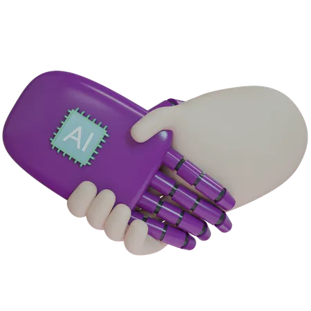 Ai Hand Shake With Human  3D Icon