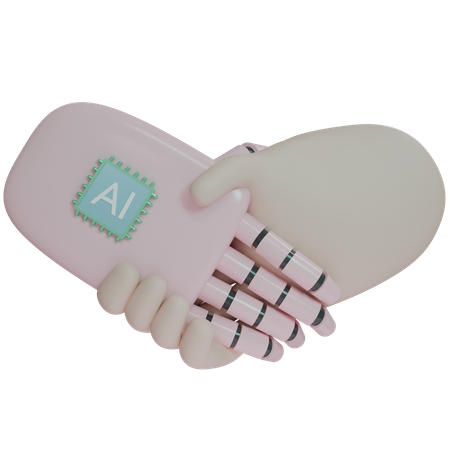 Ai Hand Shake With Human  3D Icon