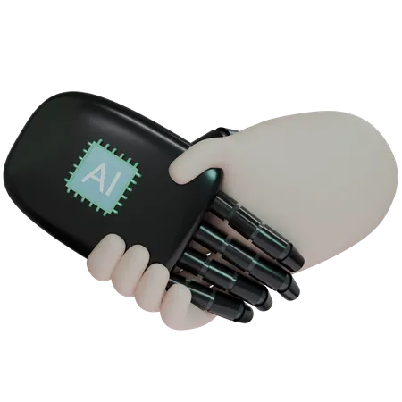 Ai Hand Shake With Human  3D Icon