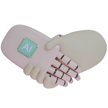 Ai Hand Shake With Human  3D Icon