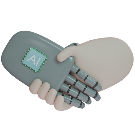 Ai Hand Shake With Human  3D Icon