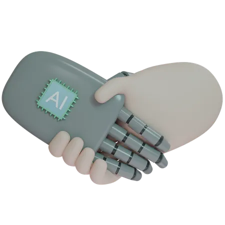 Ai Hand Shake With Human  3D Icon