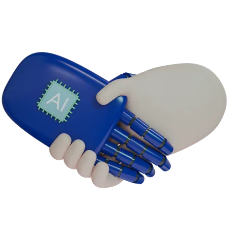 Ai Hand Shake With Human  3D Icon