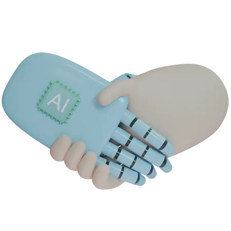 Ai Hand Shake With Human  3D Icon