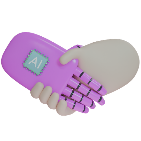 Ai Hand Shake With Human  3D Icon