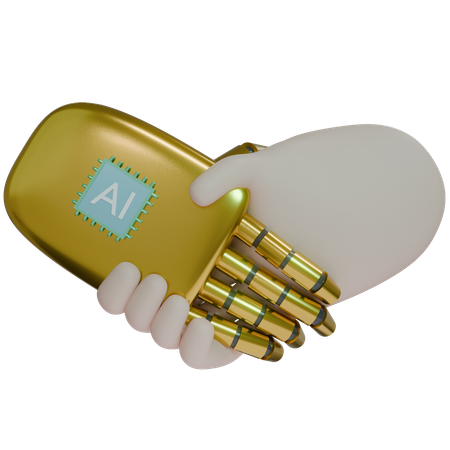 Ai Hand Shake With Human  3D Icon