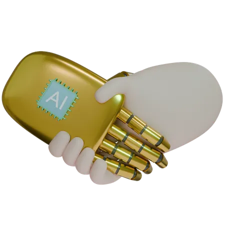 Ai Hand Shake With Human  3D Icon