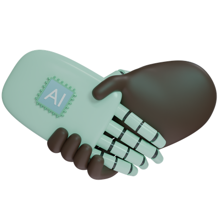 Ai Hand Shake With Human Hand  3D Icon