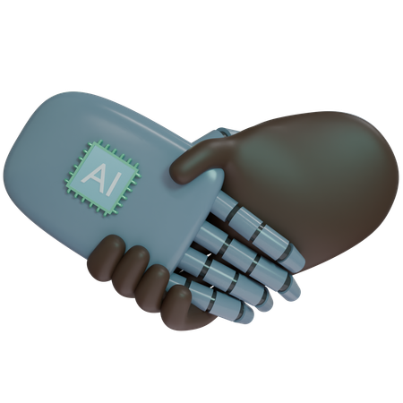 Ai Hand Shake With Human Hand  3D Icon