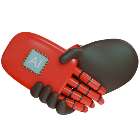 Ai Hand Shake With Human Hand  3D Icon