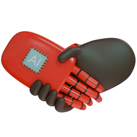 Ai Hand Shake With Human Hand  3D Icon