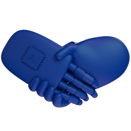 Ai Hand Shake With Human Hand  3D Icon