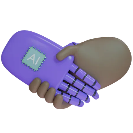 Ai Hand Shake With Human Hand  3D Icon