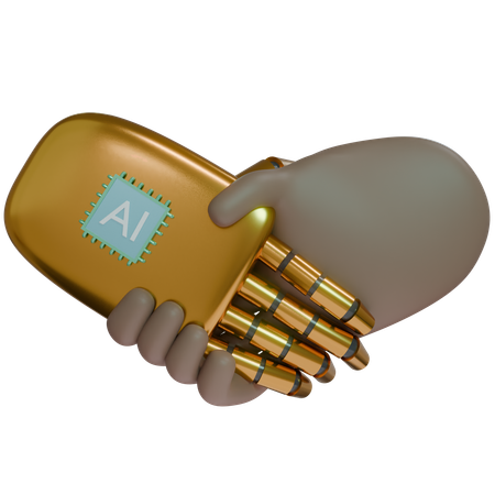 Ai Hand Shake With Human Hand  3D Icon