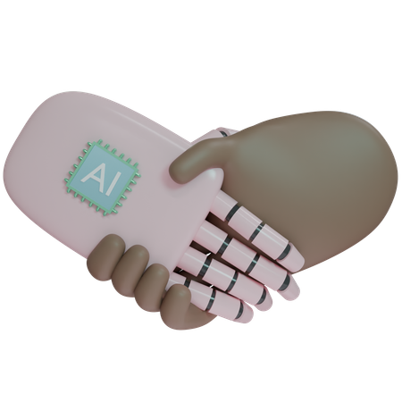 Ai Hand Shake With Human Hand  3D Icon