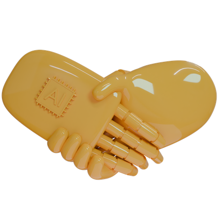 Ai Hand Shake With Human Hand  3D Icon