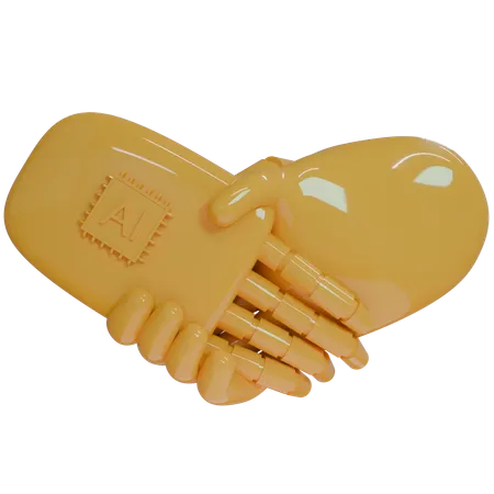 Ai Hand Shake With Human Hand  3D Icon