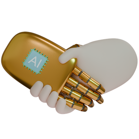 Ai Hand Shake With Human  3D Icon