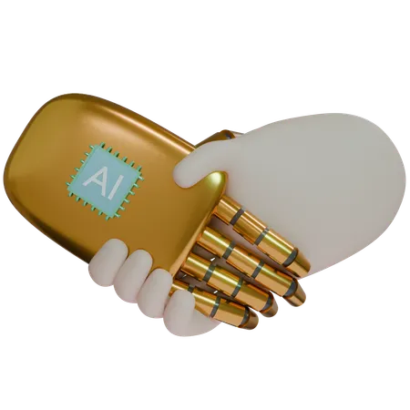 Ai Hand Shake With Human  3D Icon