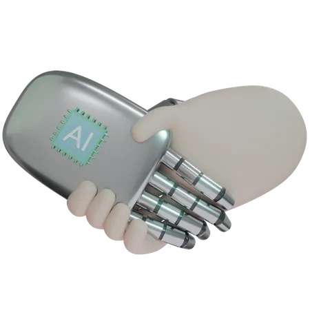 Ai Hand Shake With Human  3D Icon