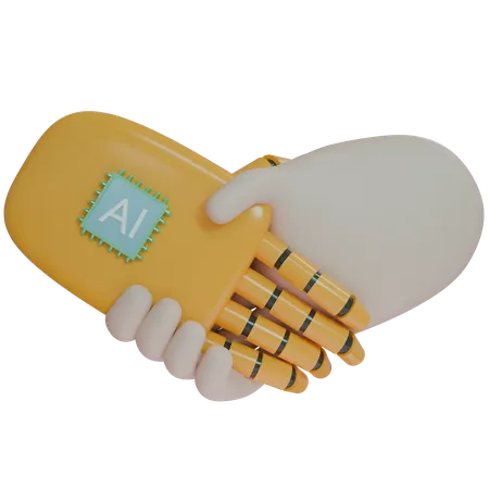 Ai Hand Shake With Human  3D Icon