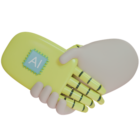 Ai Hand Shake With Human  3D Icon