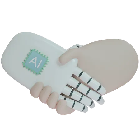 Ai Hand Shake With Human  3D Icon