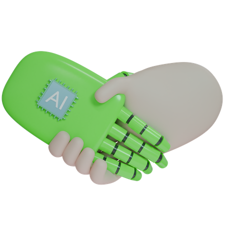 Ai Hand Shake With Human  3D Icon