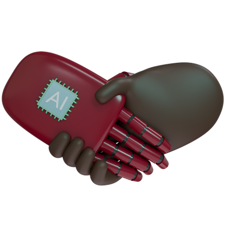 Ai Hand Shake With Human Hand  3D Icon