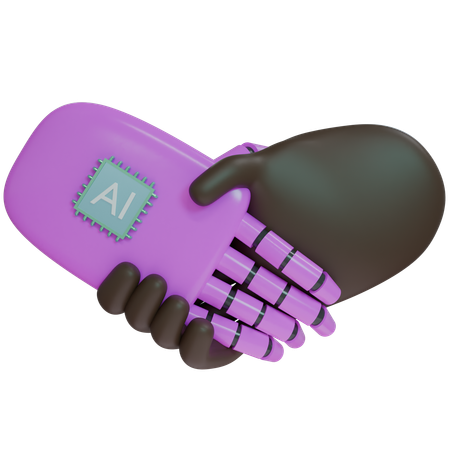 Ai Hand Shake With Human Hand  3D Icon