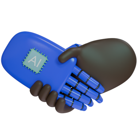 Ai Hand Shake With Human Hand  3D Icon