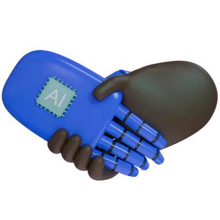 Ai Hand Shake With Human Hand  3D Icon